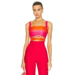 BRANDON MAXWELL Cut Out Crop Top in Orange Pop Pink Lemonade 4 New Womens Tank
